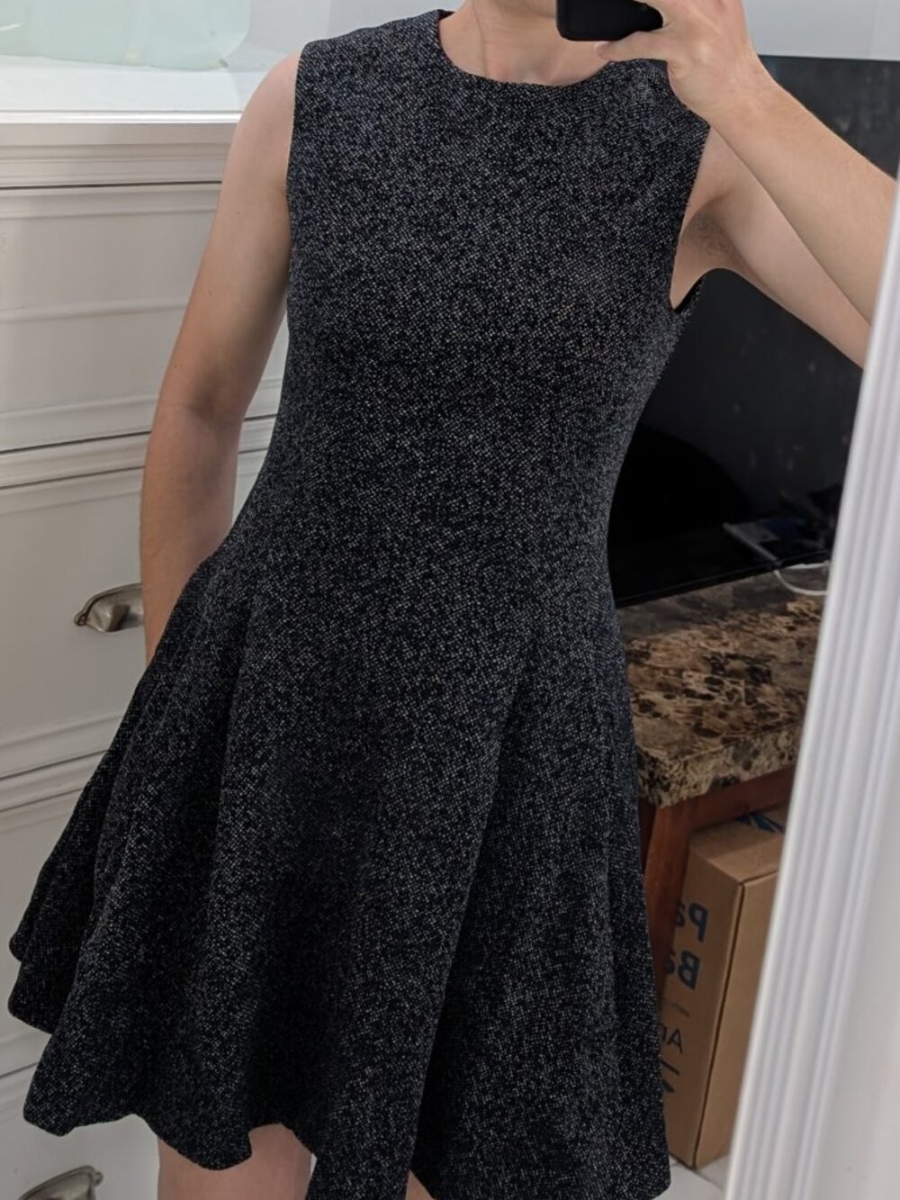 Theory wool blend scoop neck A-line size 0 dress with pockets